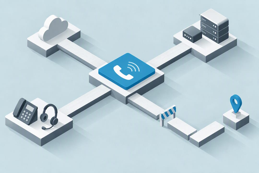 Isometric illustration of phone rollout obstacles