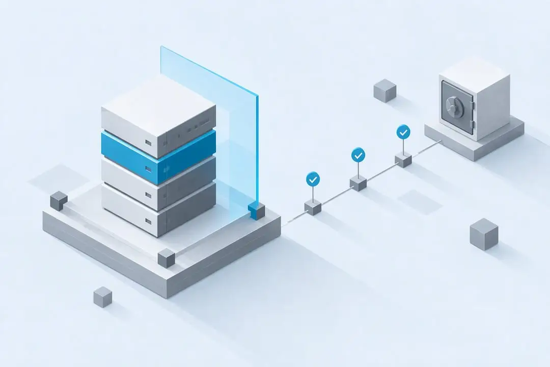 Isometric illustration of protected backup storage