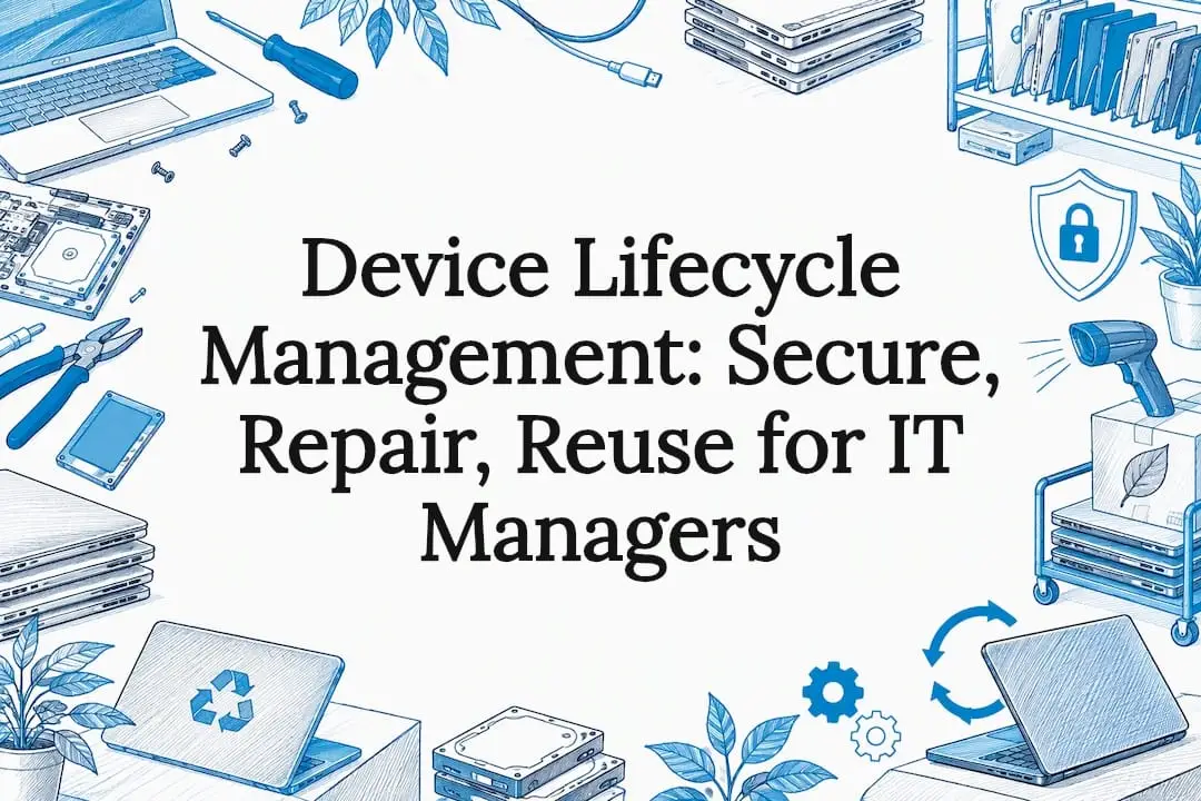 Hand-drawn device lifecycle title card illustration