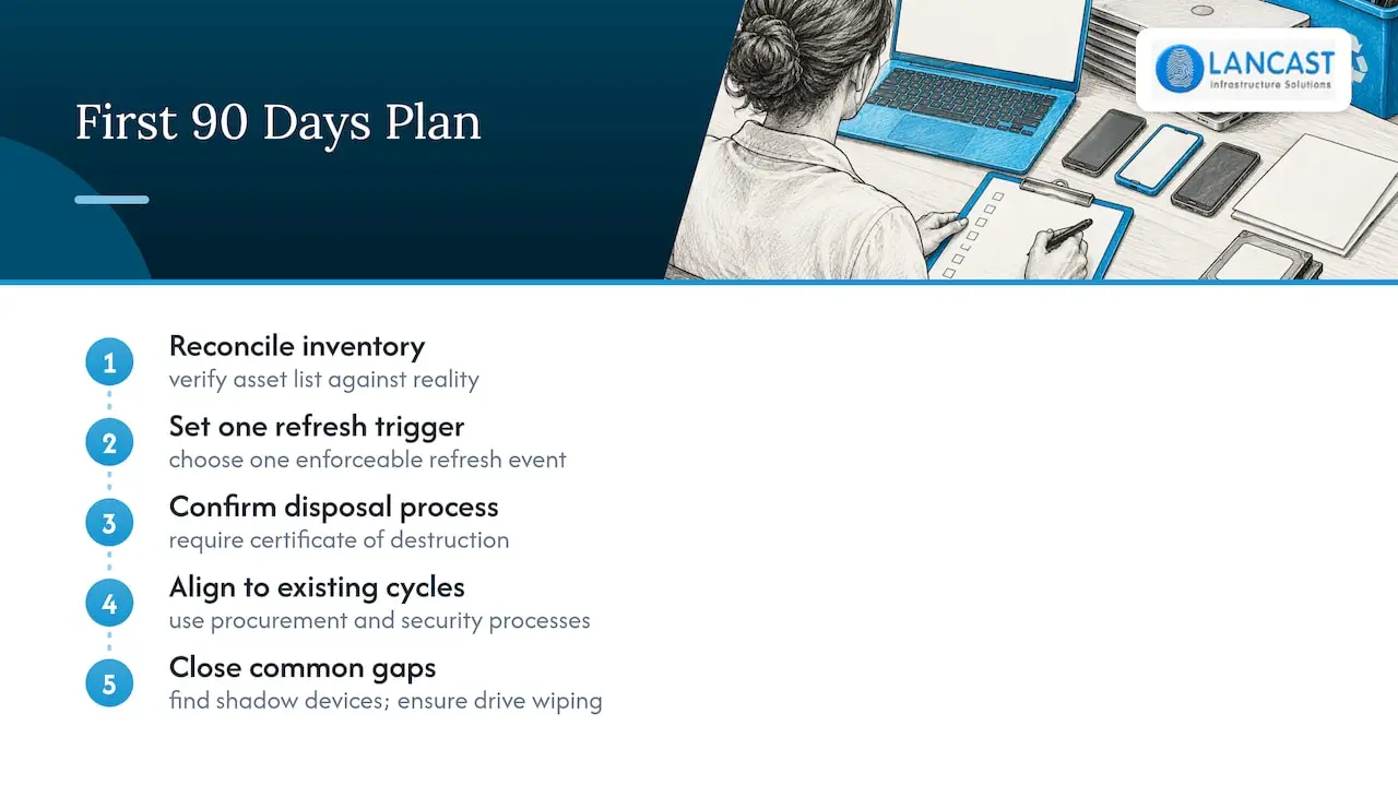 Where to start in the next 90 days — overview diagram