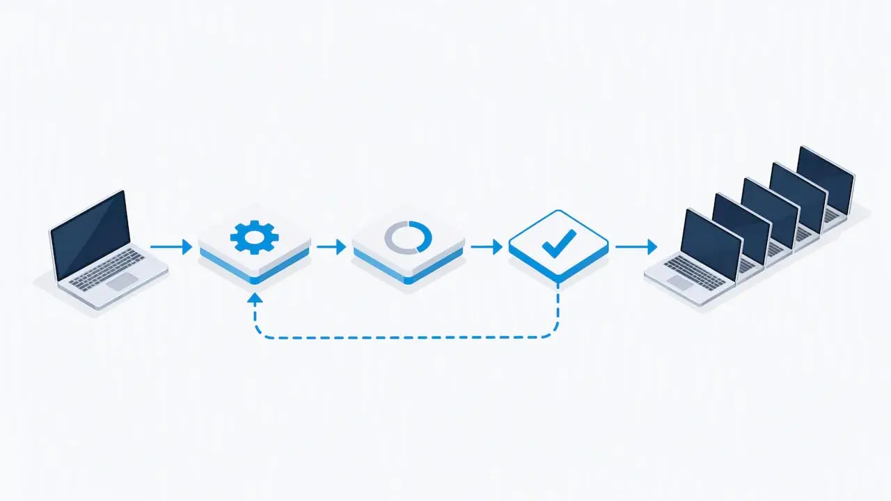 Test device validated before bulk deployment