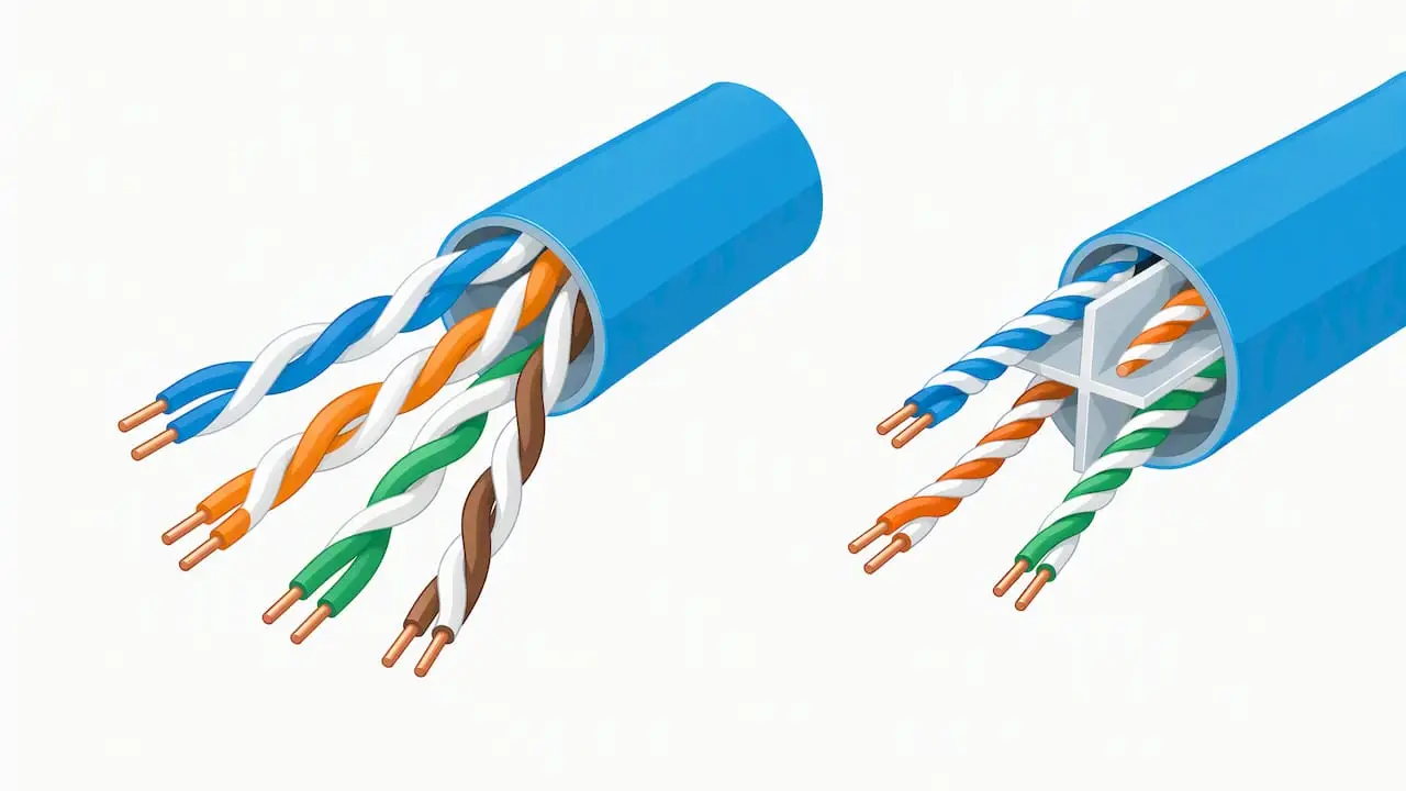 Cable cores compare twisted pairs and separator