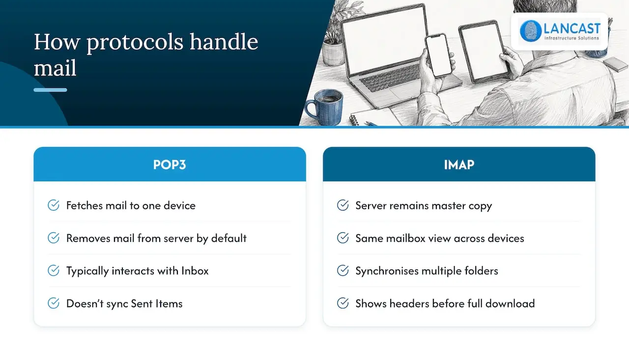 What IMAP and POP3 actually do — overview diagram