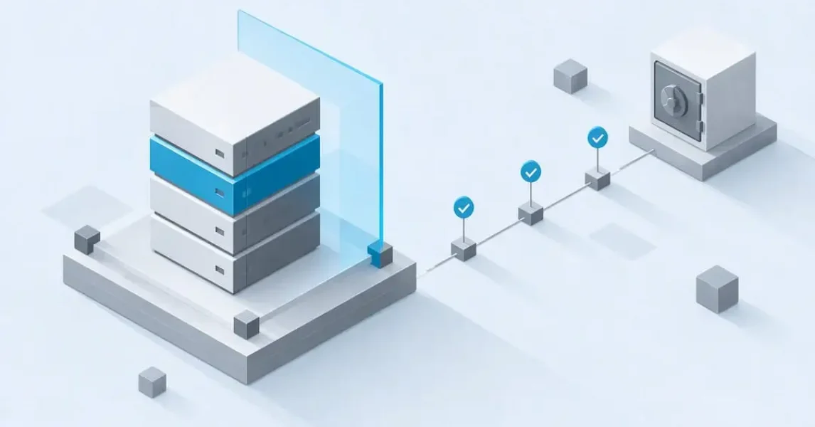 Isometric illustration of protected backup storage
